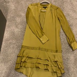 Banana Republic-Light Olive Green/lime green Silk Dress
